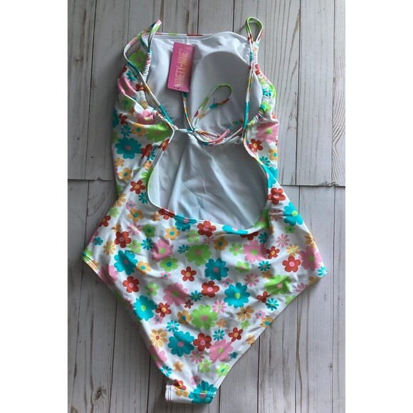 NINETY NINE Degrees 90’s Y2K Ditzy Floral One Piece Open Back Swimsuit Small - Picture 7 of 10
